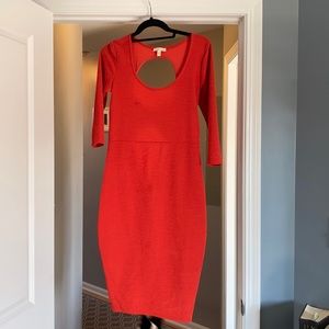 Orange midi bodycon dress
